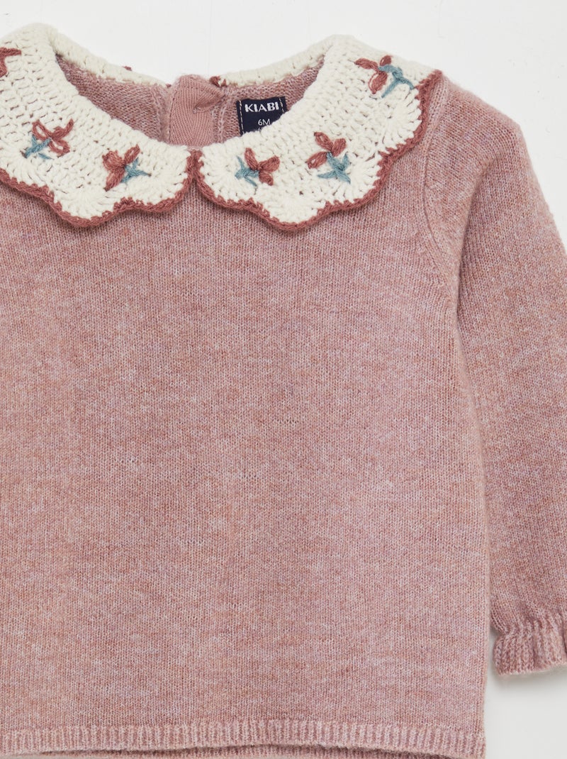 Pullover con colletto claudine ROSA - Kiabi