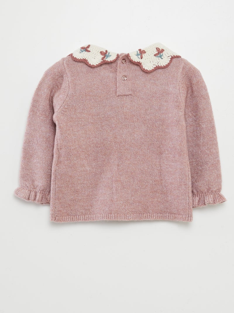 Pullover con colletto claudine ROSA - Kiabi
