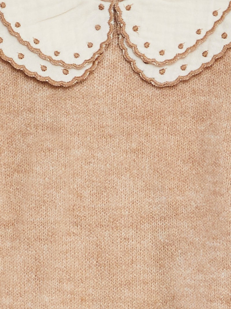 Pullover con collo in garza di cotone BEIGE - Kiabi
