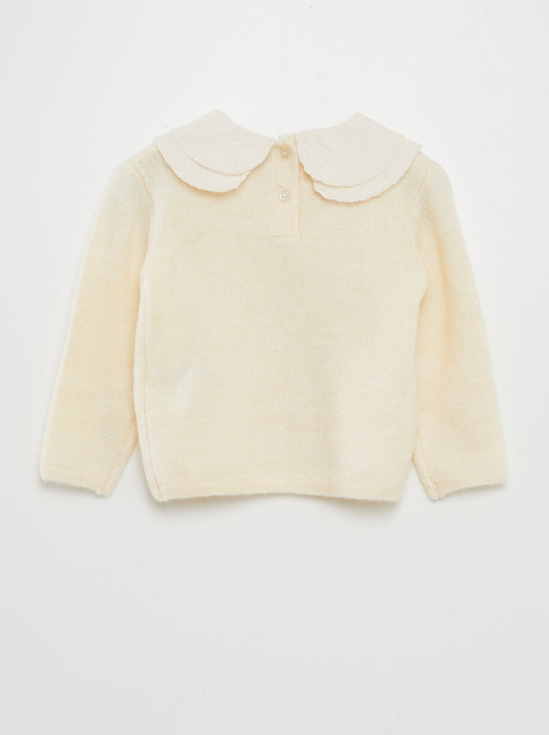 Pullover con collo in garza di cotone BIANCO - Kiabi