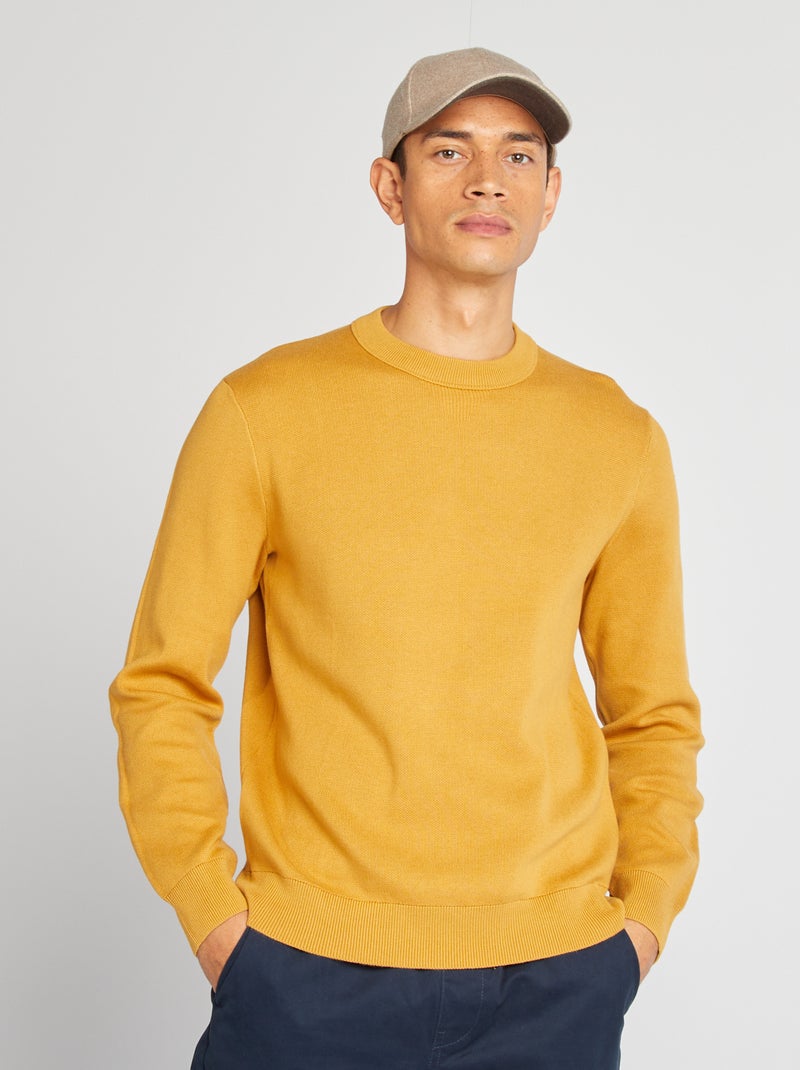 Pullover con collo in maglina BEIGE - Kiabi