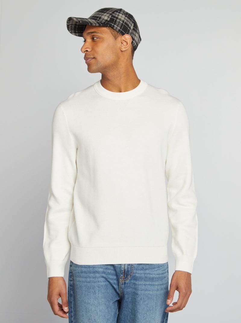 Pullover con collo in maglina BIANCO - Kiabi