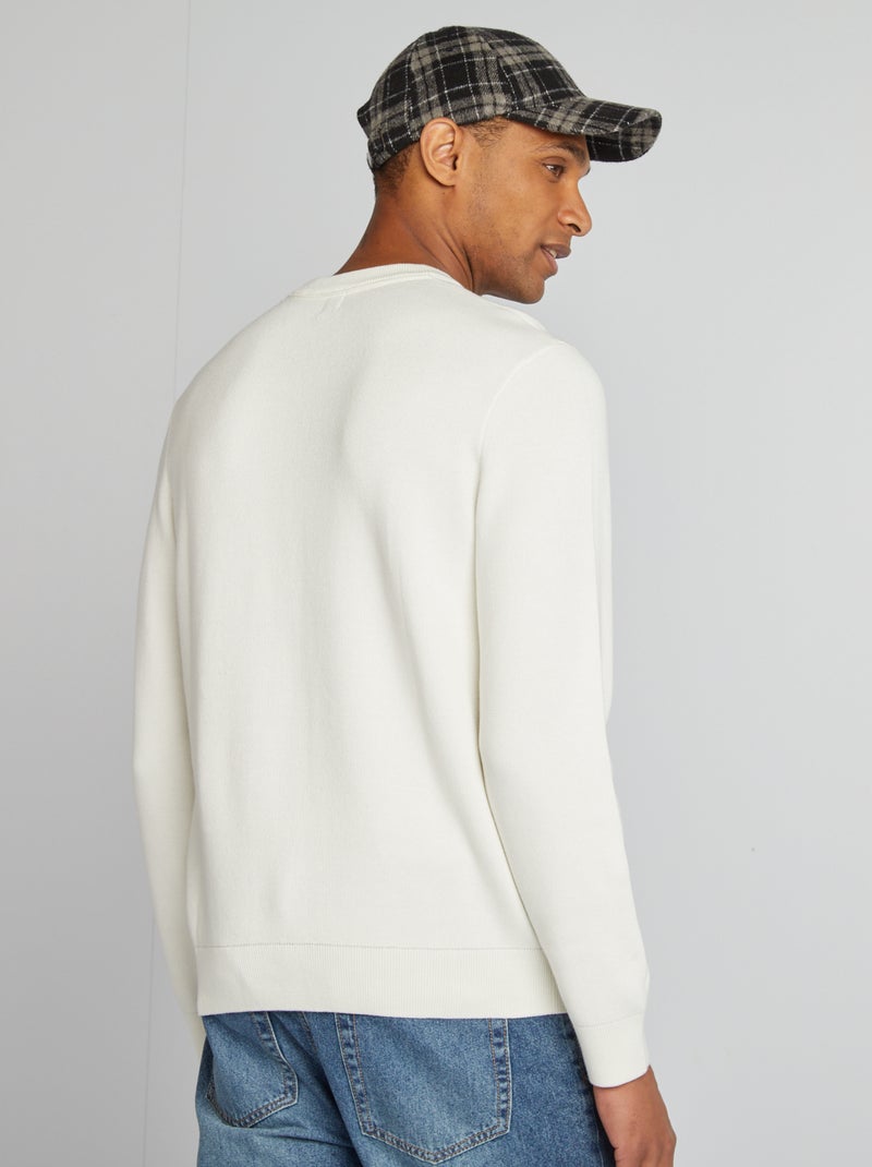 Pullover con collo in maglina BIANCO - Kiabi