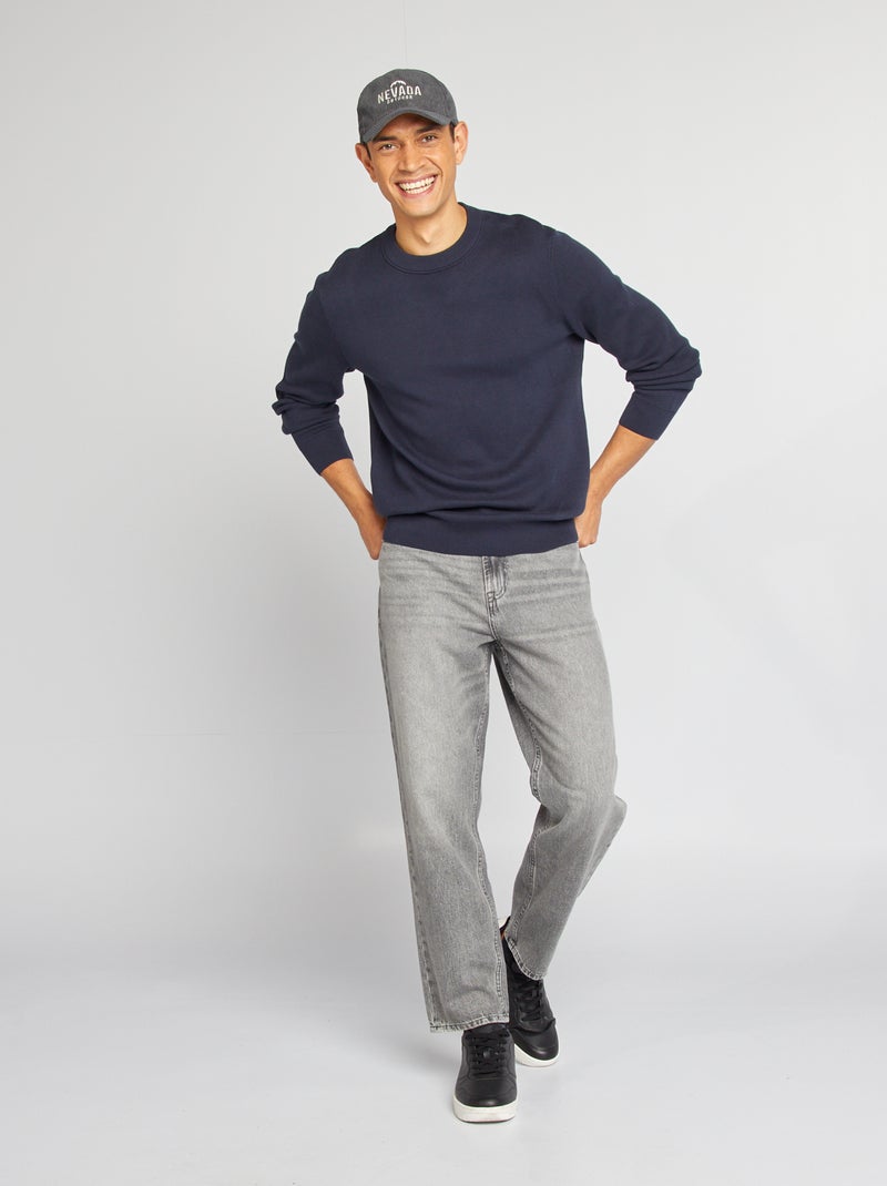 Pullover con collo in maglina blu - Kiabi