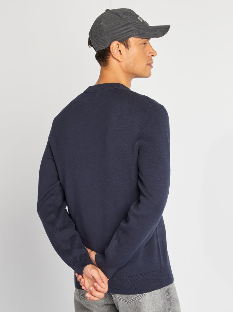 Pullover con collo in maglina blu - Kiabi