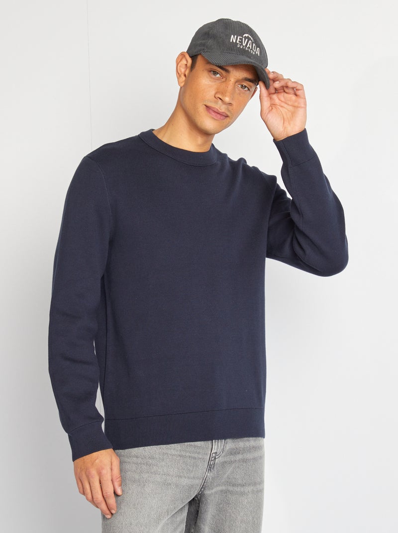 Pullover con collo in maglina blu - Kiabi