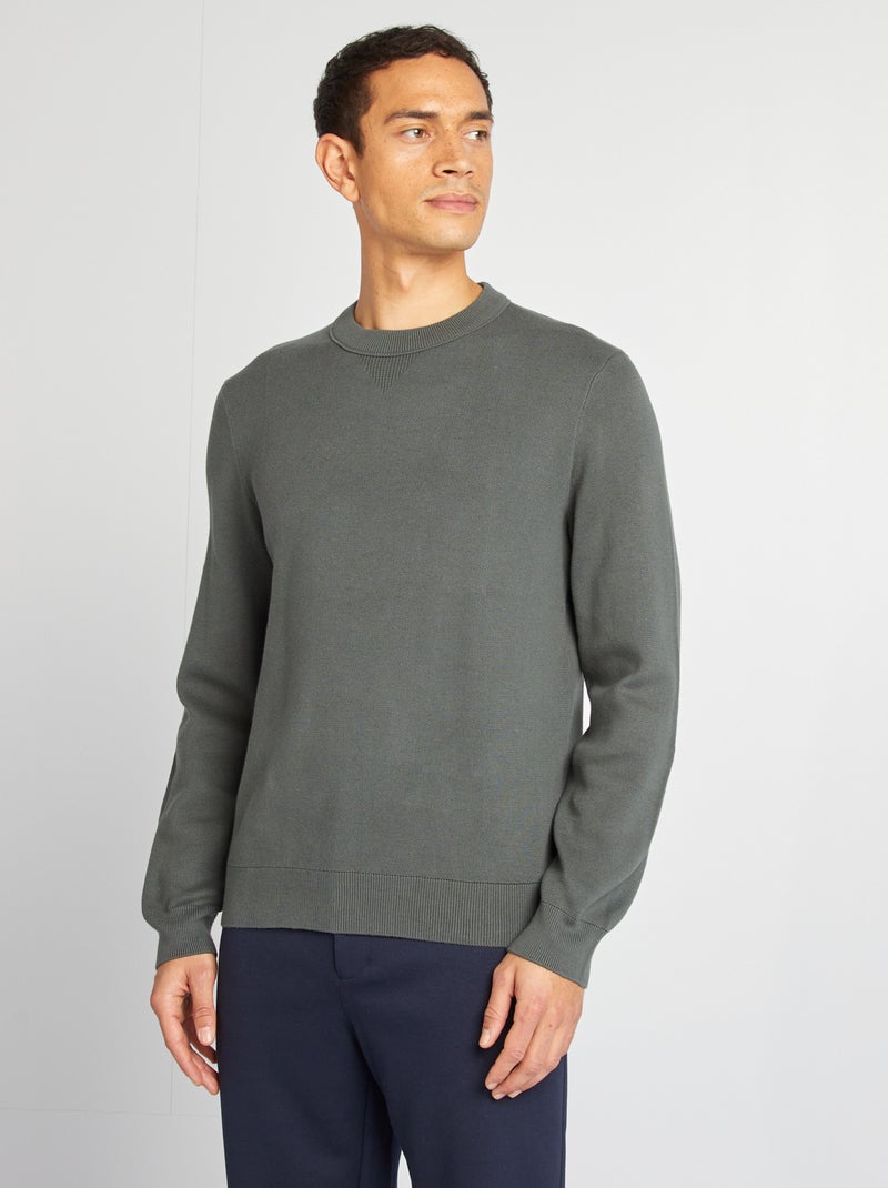 Pullover con collo in maglina KAKI - Kiabi