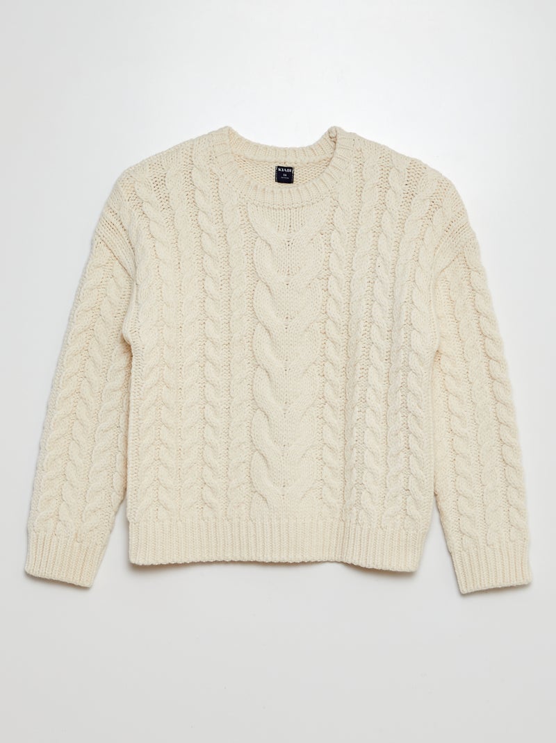 Pullover con lavorazione a trecce in maglia grossa BEIGE - Kiabi