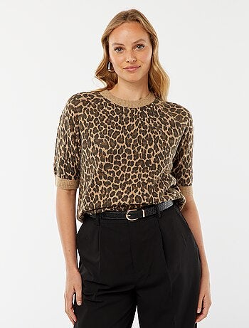 Pullover con maniche 3/4 lavorato a maglia