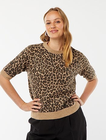 Pullover con maniche 3/4 lavorato a maglia