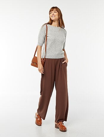 Pullover con maniche 3/4 lavorato a maglia