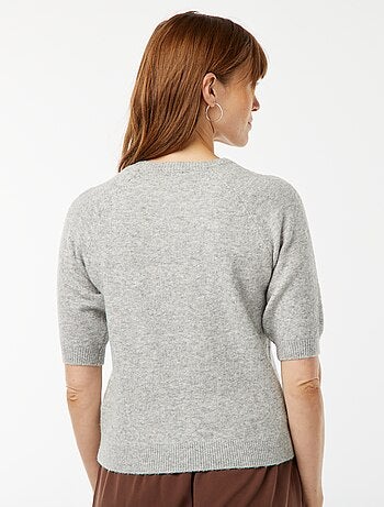 Pullover con maniche 3/4 lavorato a maglia