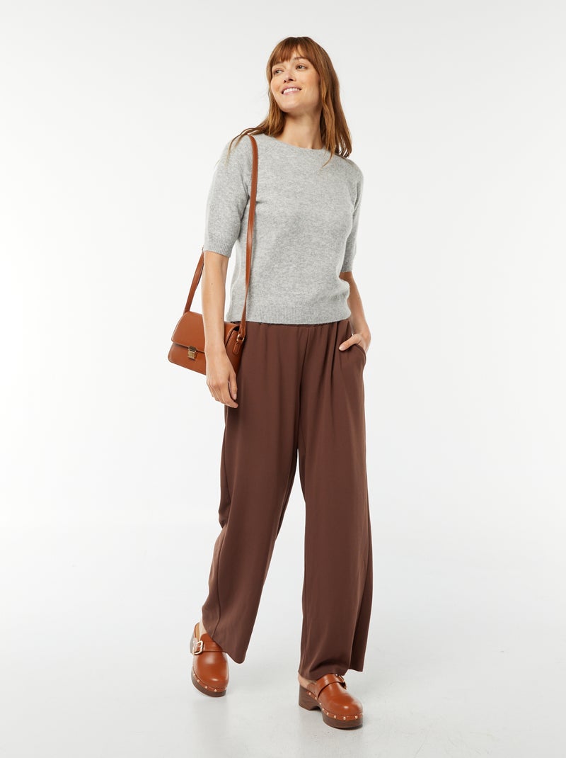 Pullover con maniche 3/4 lavorato a maglia Grigio - Kiabi