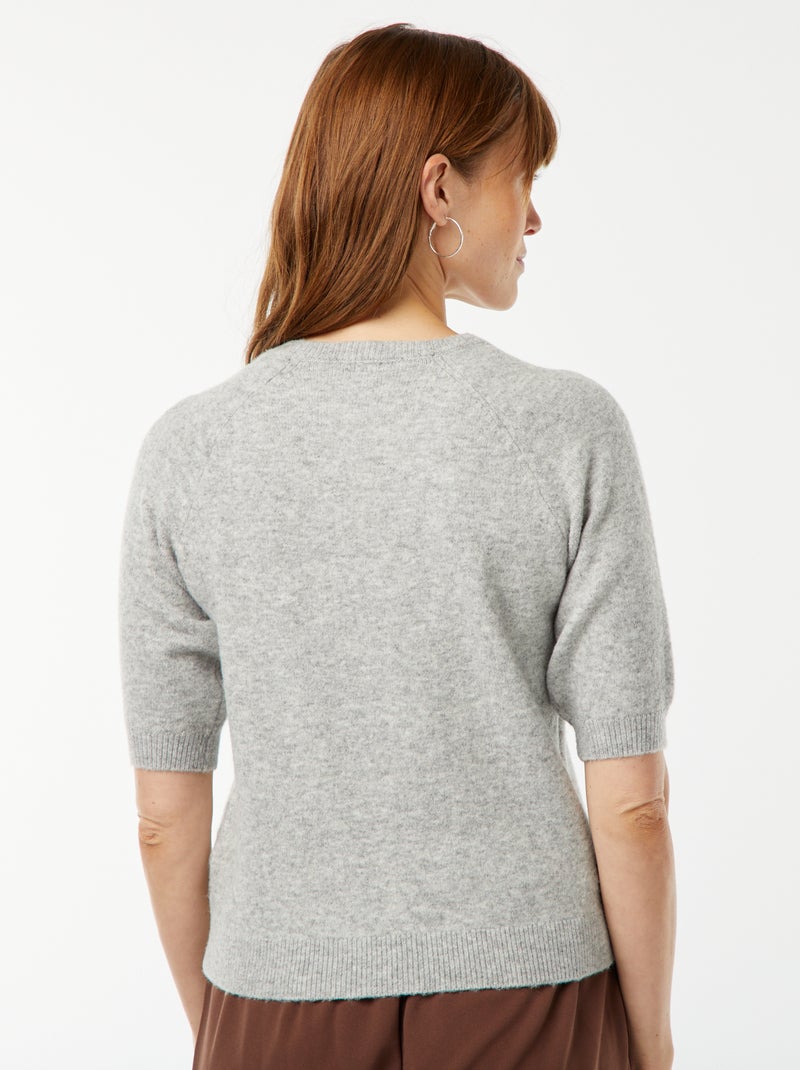 Pullover con maniche 3/4 lavorato a maglia Grigio - Kiabi