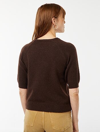 Pullover con maniche 3/4 lavorato a maglia