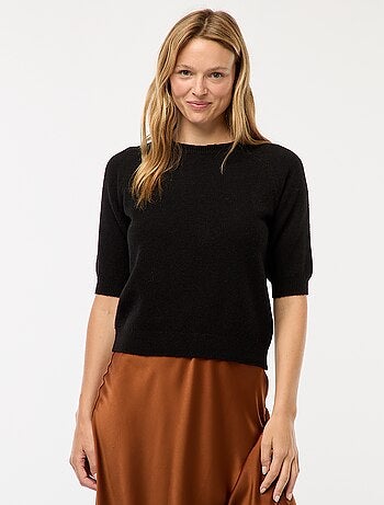Pullover con maniche 3/4 lavorato a maglia