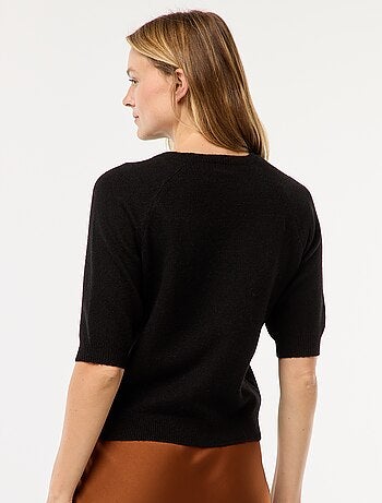 Pullover con maniche 3/4 lavorato a maglia