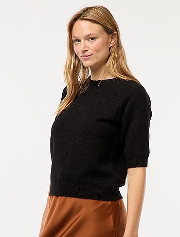 Pullover con maniche 3/4 lavorato a maglia