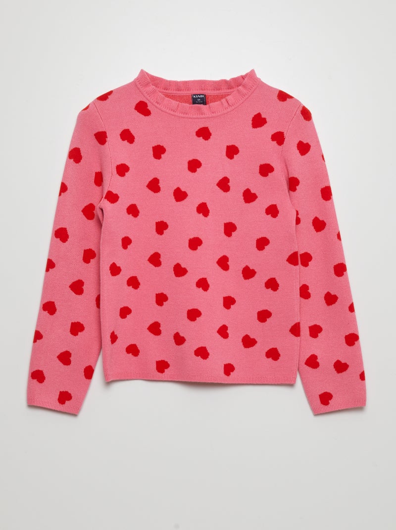 Pullover con motivo e colletto con fru-fru ROSA - Kiabi