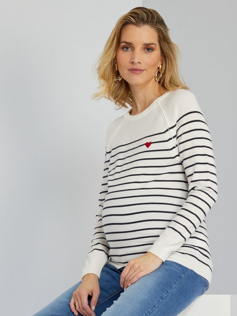 Pullover con zip per l'allattamento BIANCO - Kiabi