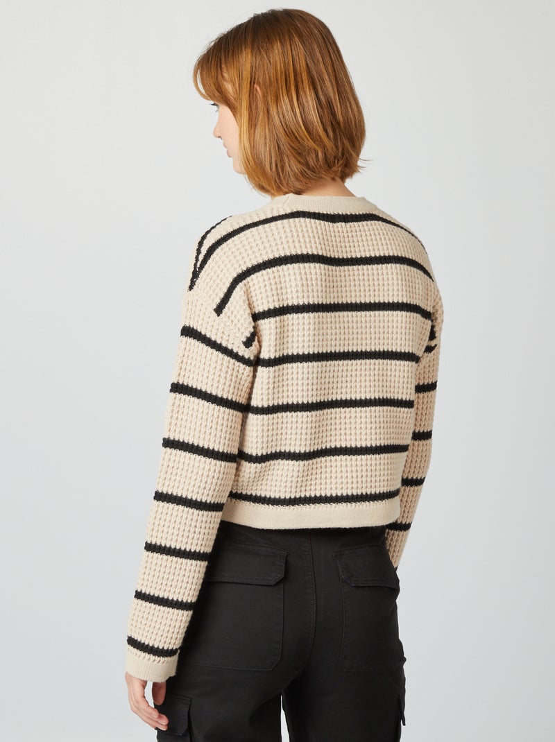 Pullover crop top in maglia fantasia BEIGE - Kiabi