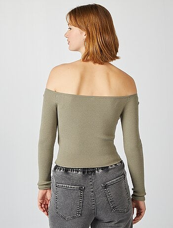 Pullover crop top scollo bardot