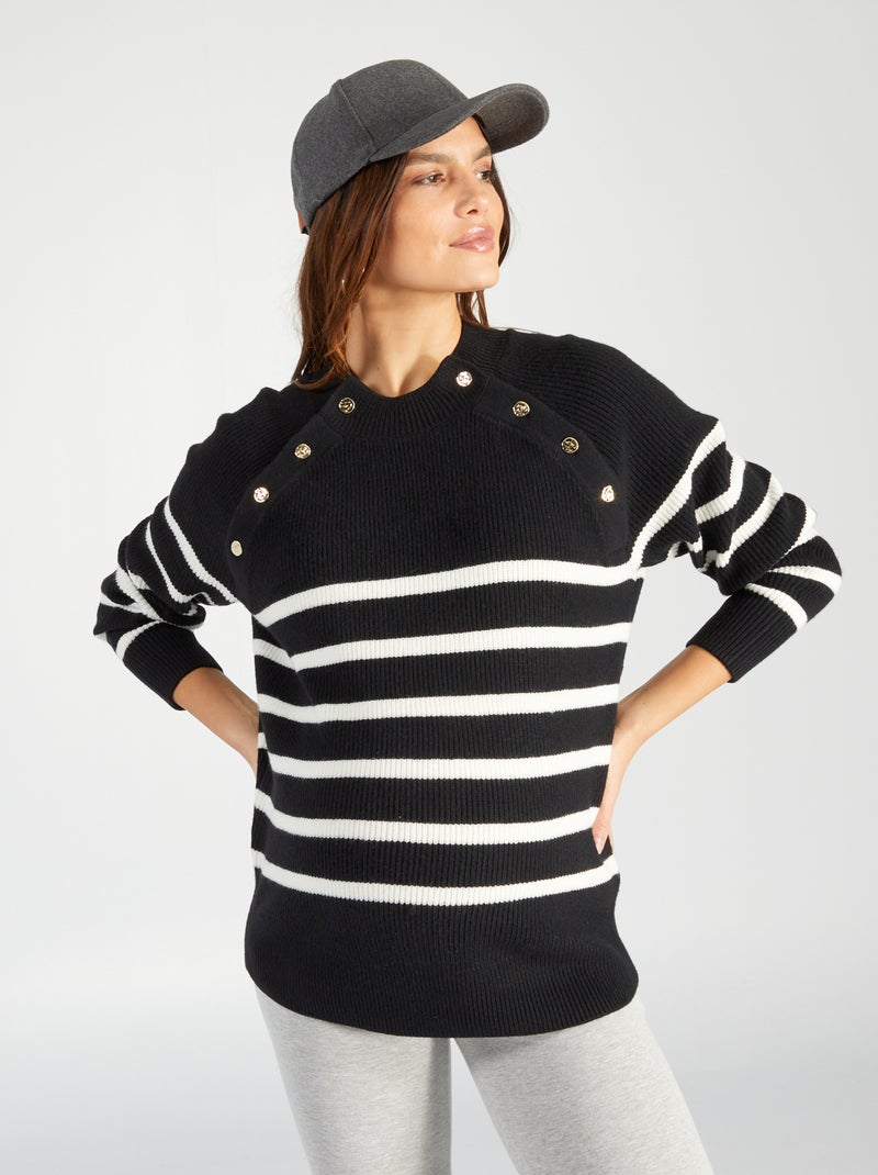 Pullover da allattamento alla marinara NERO - Kiabi