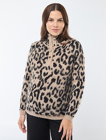 Pullover da allattamento con stampa leopardata