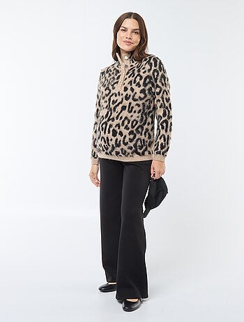Pullover da allattamento con stampa leopardata
