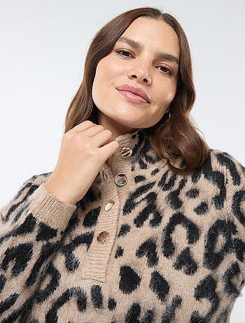 Pullover da allattamento con stampa leopardata