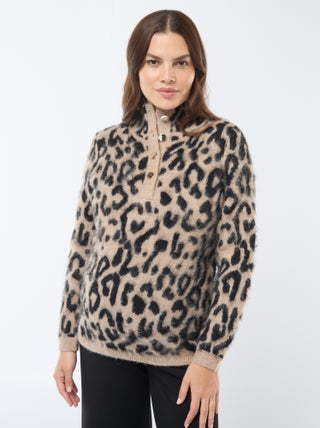 Pullover da allattamento con stampa leopardata