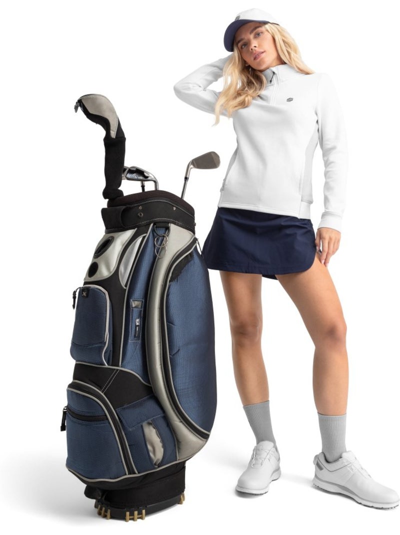 Pullover da golf da donna con cerniera zip a 1/4 golf donna caddy Bianco - Kiabi
