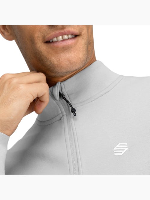 Pullover da golf da uomo con cerniera zip a 1/4 golf uomo divot gray - Kiabi