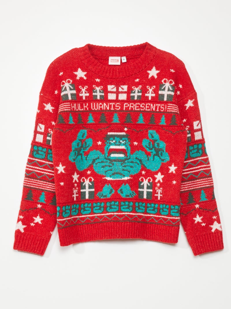 Pullover di Natale 'Hulk Marvel' ROSSO - Kiabi