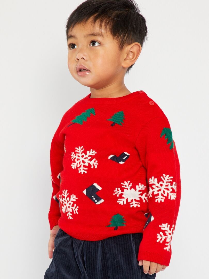 Pullover di Natale in maglia ROSSO - Kiabi