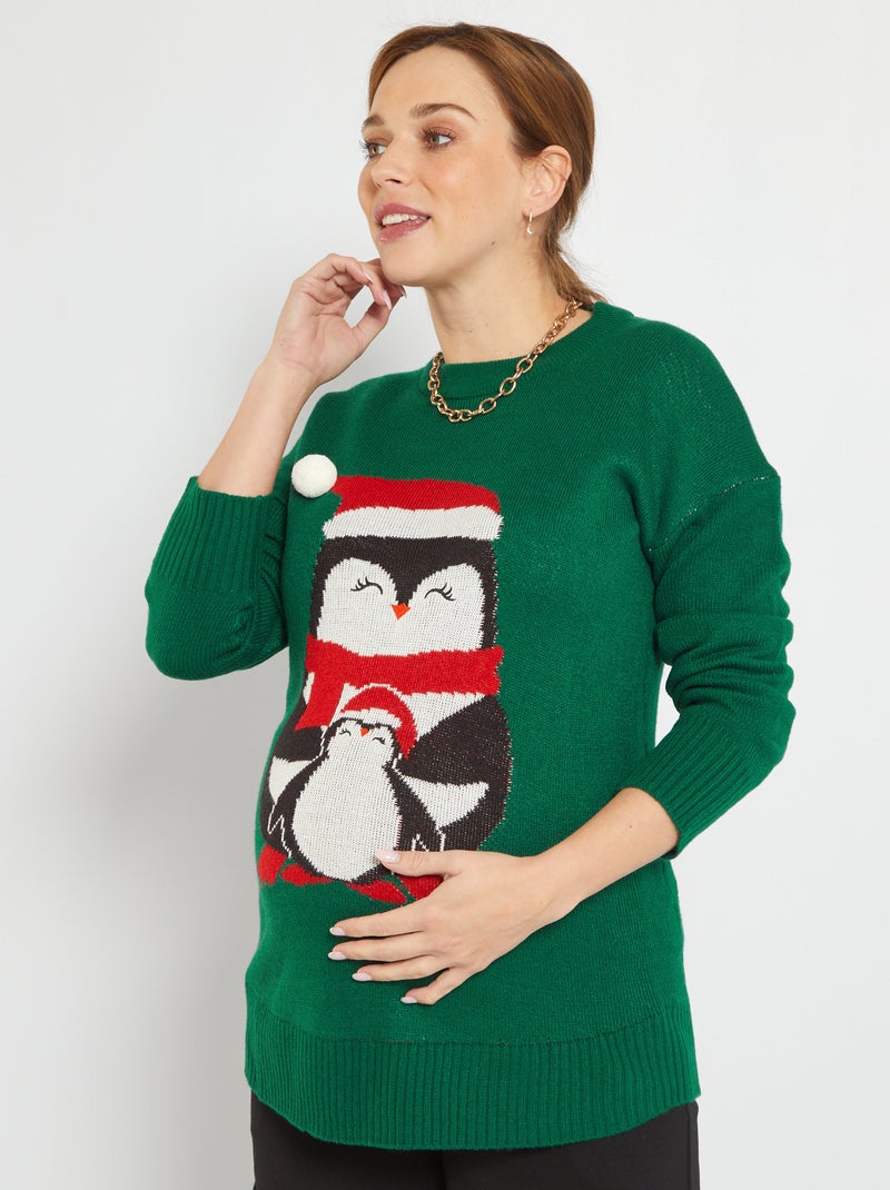 Maglietta Felpa Premaman Natale Pullover Di Natale Premaman VERDE