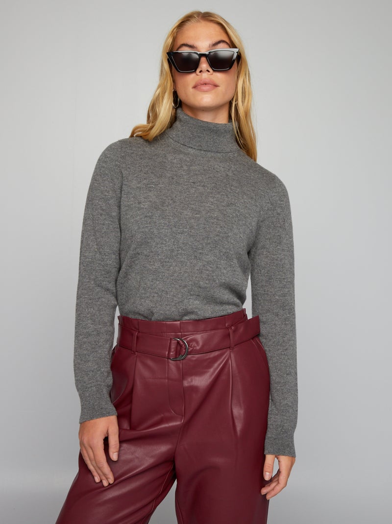 Pullover dolcevita in lana GRIGIO - Kiabi