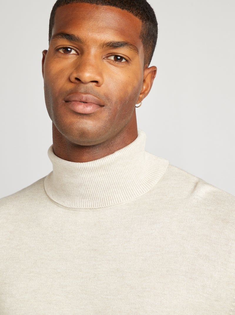 Pullover dolcevita in maglia leggera BEIGE - Kiabi