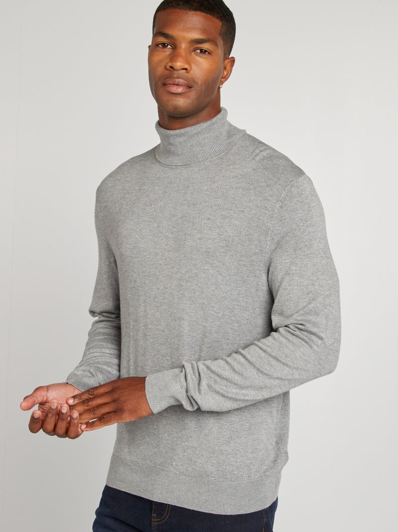 Pullover dolcevita in maglia leggera GRIGIO - Kiabi