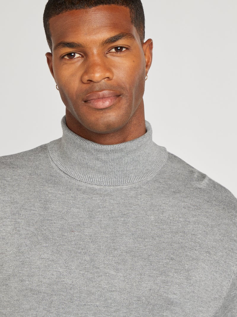 Pullover dolcevita in maglia leggera GRIGIO - Kiabi
