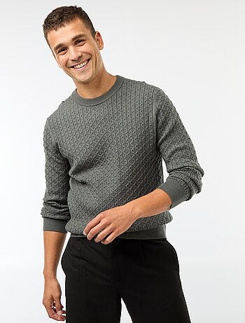 Pullover girocollo mini treccia tinta unita