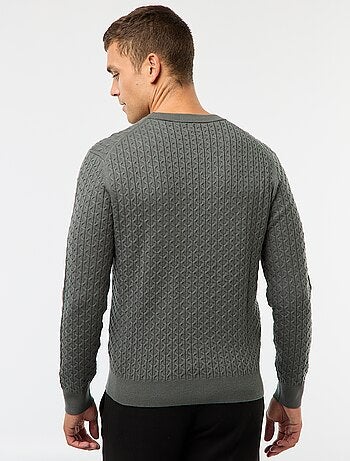 Pullover girocollo mini treccia tinta unita