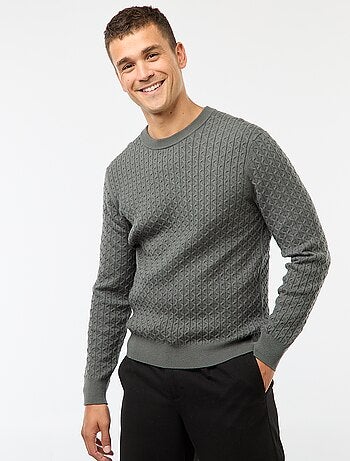 Pullover girocollo mini treccia tinta unita