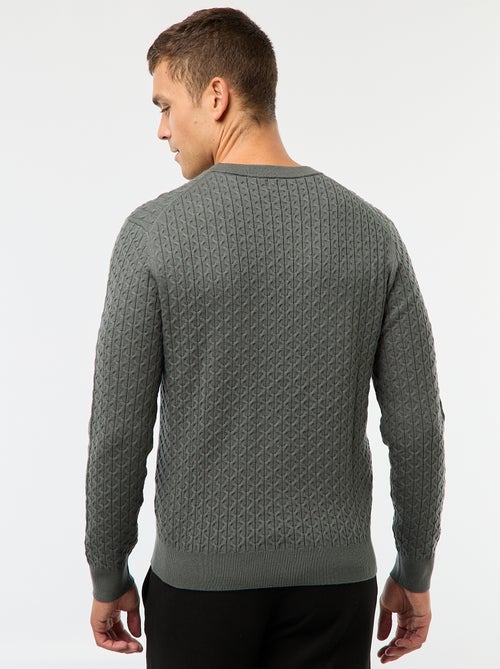 Pullover girocollo mini treccia tinta unita - Kiabi