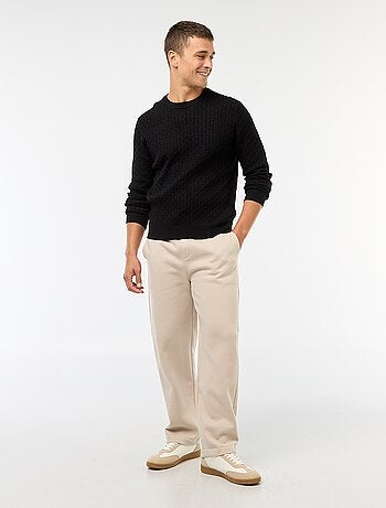 Pullover girocollo mini treccia tinta unita