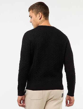 Pullover girocollo mini treccia tinta unita