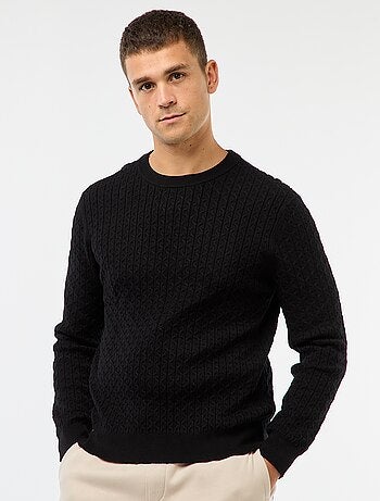 Pullover girocollo mini treccia tinta unita