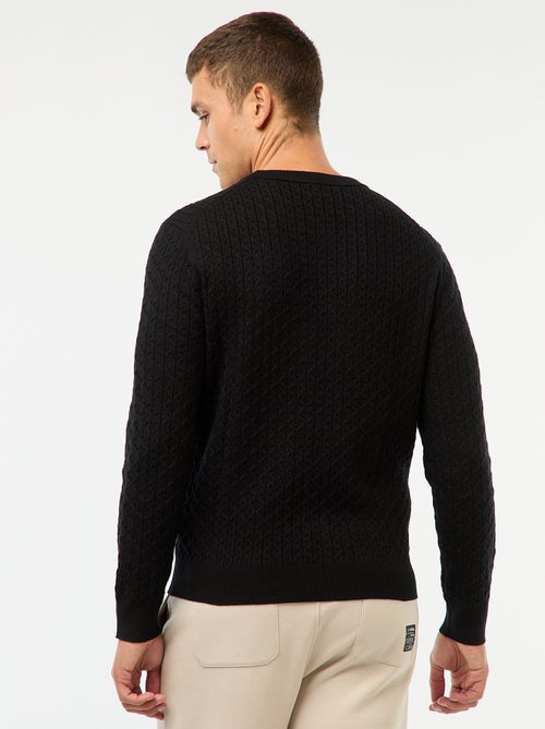 Pullover girocollo mini treccia tinta unita - Kiabi