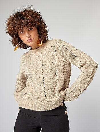 Pullover in ciniglia con trecce