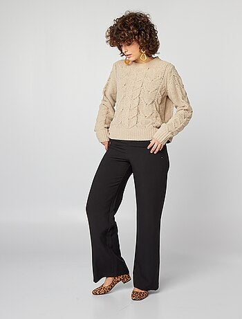 Pullover in ciniglia con trecce